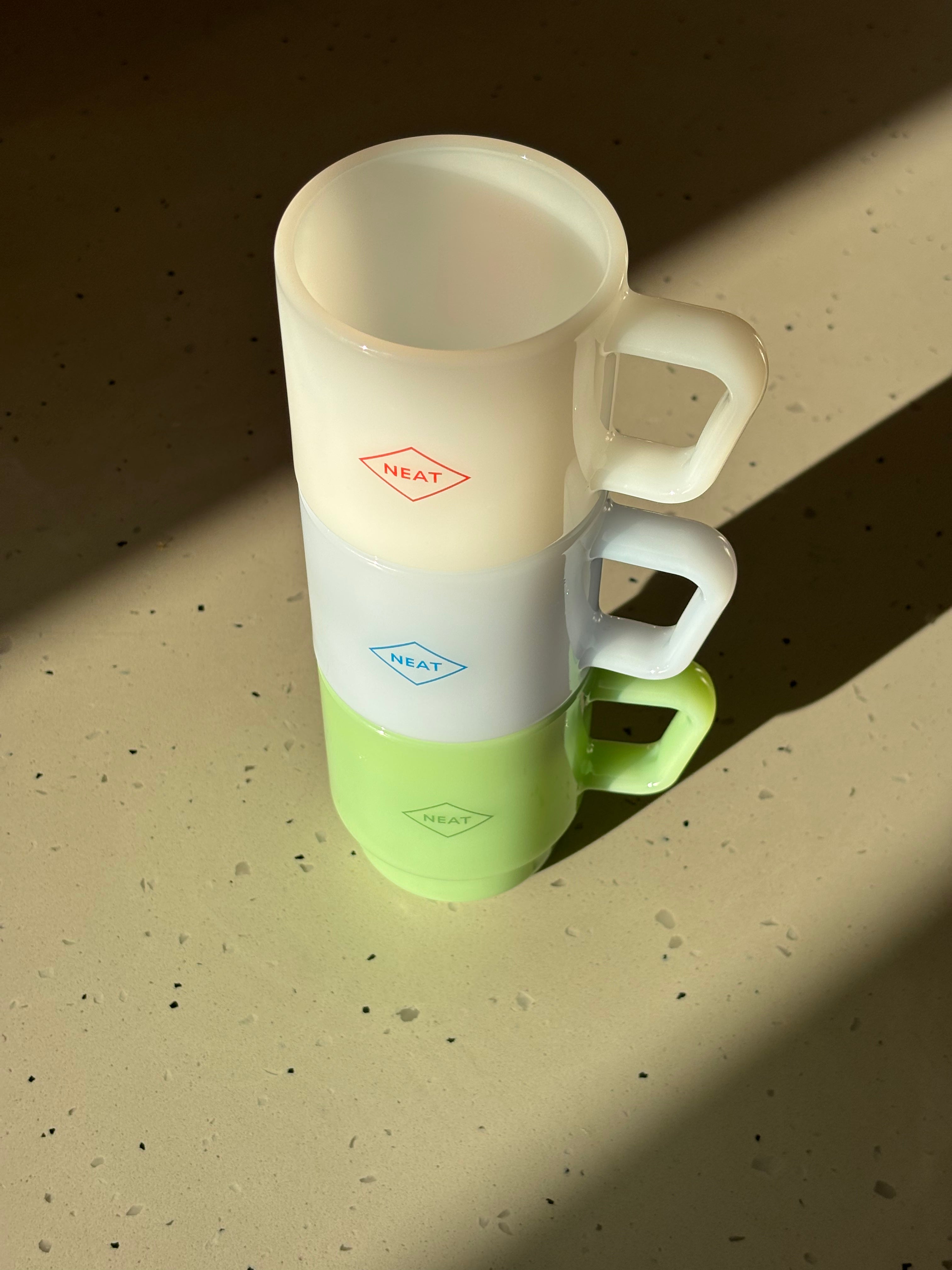 Neat Milk Glass Mugs